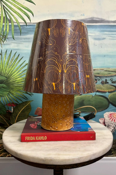 Abajur Pequeno Textura | Cúpula Estampa Marrom Moro