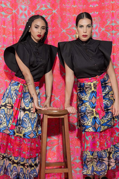 Saia em Camadas Estampada