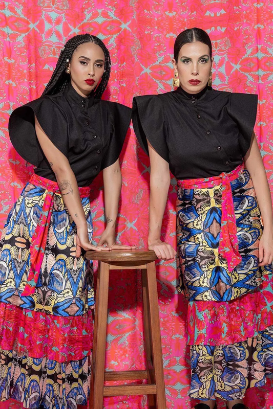 Saia em Camadas Estampada
