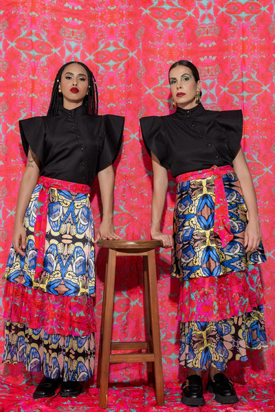 Saia em Camadas Estampada