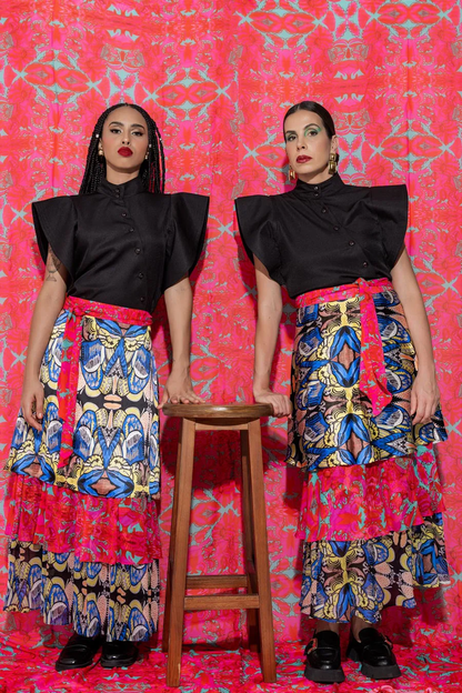Saia em Camadas Estampada
